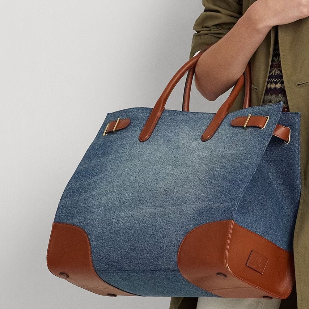 Ralph Lauren Blue and Brown Tote Bag